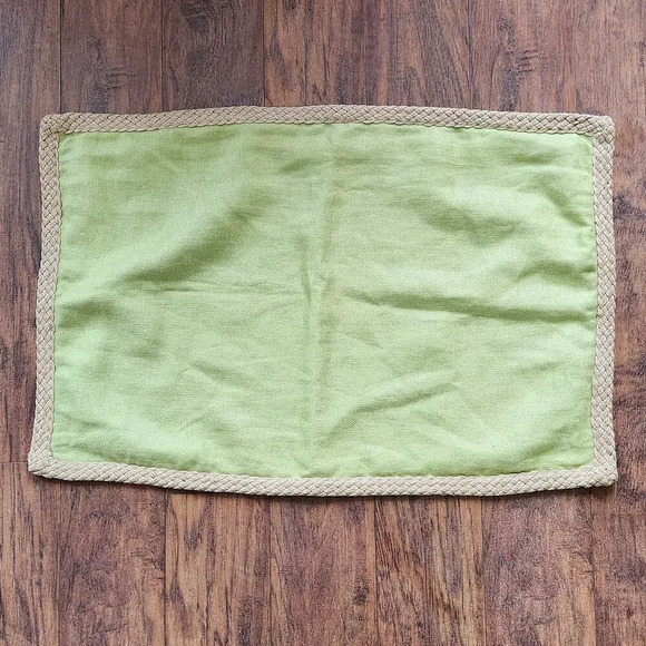 Pottery Barn Linen Pillow Cover 16"X26" Celery Braided Jute Trim Sham Farmhouse - Picture 8 of 8